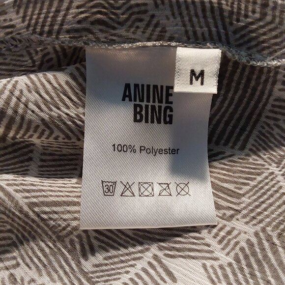 Anine Bing Semi-Sheer Chiffon Blouse Ruffled High Neck Tie - Good Cond - Med - Picture 8 of 10